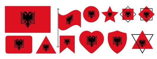 Albanien-Flaggendesign. albanien nationalflagge vektor design set. albanien-flaggenvektorillustration