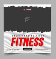 Fitness-Studio-Social-Media-Post-Banner-Vorlage mit schwarzer und roter Farbe, Fitnessstudio-Social-Media-Banner, Vektorillustration vektor