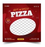Pizza-Social-Media-Banner-Post-Vorlage. Pizza-Social-Banner, Pizza-Banner-Design, Fast-Food-Social-Media-Vorlage für Restaurant. Pizza-Social-Media-Post-Banner-Design mit blauer und oranger Farbe. vektor