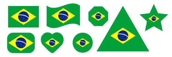 Brasilien-Flagge. Vektor-Illustration. brasilien nationalflagge gesetzte vektorillustration. Illustration der brasilianischen Flagge. Brasiliens offizielle Nationalflagge. vektor