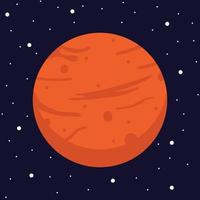 roter planet mars im dunklen raum. vektor, karikaturillustration des planeten mars