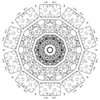 symmetrisches Kaleidoskop mit einem Blumenmotiv in der Mitte vektor