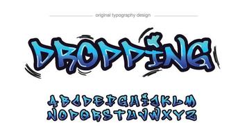 neonblaue moderne graffiti isolierte buchstaben vektor