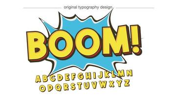 Gelbe 3D-Vintage-Comic-Buch-Großbuchstaben-Typografie vektor