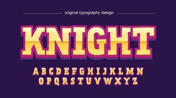 Gelbe und violette metallische Cartoon-Gaming-Logo isolierte Buchstaben vektor