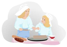 Porträt des glücklichen Kochs mit zwei kleinen Mädchen
