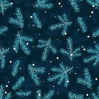 Urlaub Tannenzweige nahtloser blauer Hintergrund. Weihnachtsvektormuster. festliche illustrationsschablone des neuen jahres. vektor