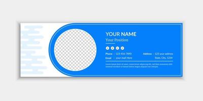 Einzigartige kreative E-Mail-Signaturvorlage oder horizontale E-Mail-Fußzeilenvorlage Design blaue Farbformen vektor