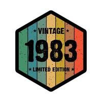 1983 Vintage Retro-T-Shirt-Design, Vektor