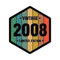 2008 Vintage Retro-T-Shirt-Design, Vektor