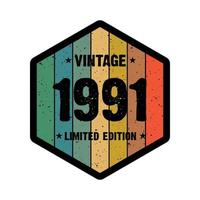 1991 Vintage Retro-T-Shirt-Design, Vektor