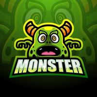 grünes Monster-Maskottchen-Logo-Design vektor