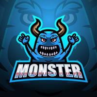blå monster maskot logotyp design vektor