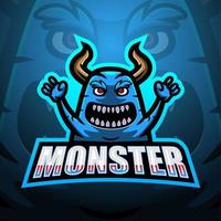 blaues Monster-Maskottchen-Logo-Design vektor