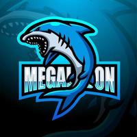 megalodon maskottchen esport logo design vektor