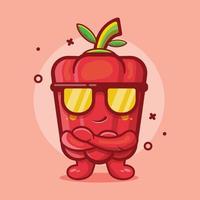 super cooles rotes Paprika-Charakter-Maskottchen isolierter Cartoon im flachen Design. großartige Ressource für Symbol, Symbol, Logo, Aufkleber, Banner.