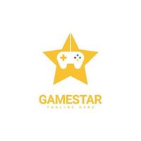 game star logotyp designmall, kombination av joystick och stjärnikoner vektor