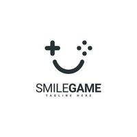 Entwerfen Sie ein Logo-Spiel mit einer Kombination aus Joystick-Symbolen und Smiley-Gesichtsausdrücken vektor