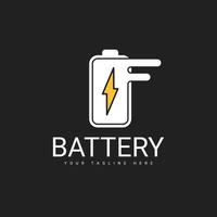 Batterie-Logo-Design mit einer Kombination aus Buchstaben f vektor