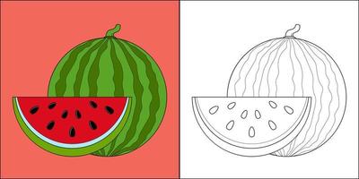 färsk vattenmelon lämplig för barns målarbok vektorillustration vektor