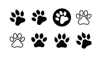 Hunde- und Katzenpfotenabdrücke Sammlung, Pfote Icon Set schwarzes Icon vektor