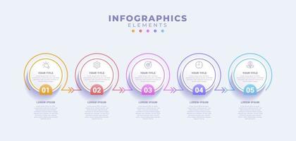 Business-Infografik-Vorlage mit fünf Optionen oder Prozessen vektor