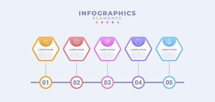 Business-Infografik-Vorlage mit fünf Optionen oder Prozessen vektor