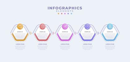 Business-Infografik-Vorlage mit fünf Optionen oder Prozessen vektor