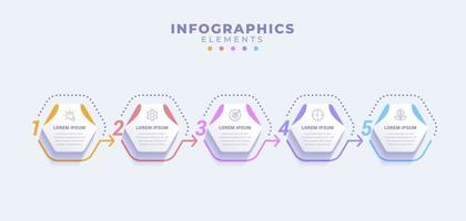 Business-Infografik-Vorlage mit fünf Optionen oder Prozessen vektor