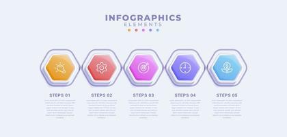 Business-Infografik-Vorlage mit fünf Optionen oder Prozessen vektor