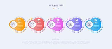 business infographic mall med fem steg vektor