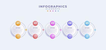 Business-Infografik-Vorlage mit fünf Optionen oder Prozessen vektor