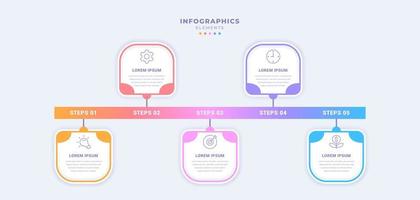 business infographic mall med fem steg vektor