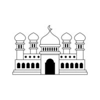 Illustration der Moschee mit Schwarzweiß. Vektor editierbar