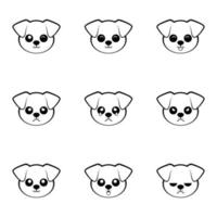 Sammlung von Hundegesichtssymbolen mit Schwarz und Weiß. Vektor-Illustration vektor