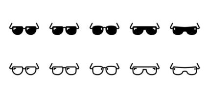glasögon ikon samling isolerad på vit bakgrund. enkelt och rent. vektor redigerbar