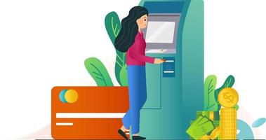 junge Frau mit ATM - Vektor-Illustration vektor