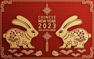 frohes chinesisches neujahr 2023 jahr des hasentierkreises vektor