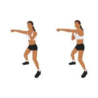 kvinna gör halv squat jab cross övning. platt vektorillustration isolerad på vit bakgrund vektor