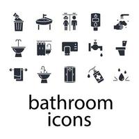 Badezimmer-Icons gesetzt. Badezimmer-Packsymbol-Vektorelemente für Infografik-Web vektor