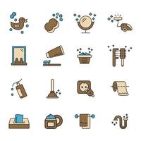 Badezimmer-Icons gesetzt. Badezimmer-Packsymbol-Vektorelemente für Infografik-Web vektor