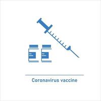 coronavirus vaccin linje koncept. vaccinflaskor och spruta. vaccination mot covid-19. stoppa coronavirus-pandemin. vektor illustration på vit bakgrund