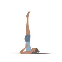 kvinnan gör flexibilitetsövningar. pilates yoga atletisk gymnastik. wellness koncept. sport hälsosam livsstil. platt enkelt former. vektor illustration på vit bakgrund isolerade