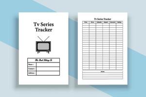 TV-serie tracker interiör. daglig tv-showinformation och avsnittsspårningsinteriör. insidan av en loggbok. tv-serier och visa information tracker och rating journal mall. vektor