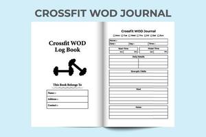 crossfit wod kdp interior journal. tägliche Trainingsroutine und Skill-Tracker-Vorlage. kdp inneres notizbuch. Crossfit-Wod-Planer und Vorlage für den täglichen Übungsaufgaben-Tracker. täglicher Kraftcheck. vektor