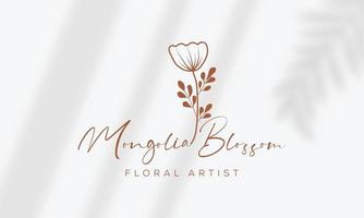 botanisches florales element handgezeichnetes logo mit wilden blumen und blättern. logo für spa- und schönheitssalon, boutique, bioladen, hochzeit, blumendesigner, innenausstattung, fotografie, kosmetik. vektor