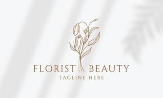 botanisches florales element handgezeichnetes logo mit wilden blumen und blättern. logo für spa- und schönheitssalon, boutique, bioladen, hochzeit, blumendesigner, innenausstattung, fotografie, kosmetik. vektor