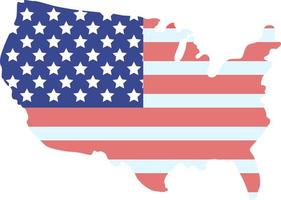Nationale amerikanische Flagge auf Landkarte halbflaches Farbvektorobjekt vektor
