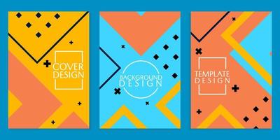 Reihe von Cover-Designs im geometrischen abstrakten Stil. trendige und moderne Memphis-Hintergründe. perfekt für Buchumschläge vektor