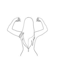 kontinuerlig linje ritning kvinnors biceps symbol för girl power illustration vektor